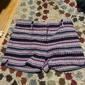 Blue and purple patterned shorts from loft for women in size 2